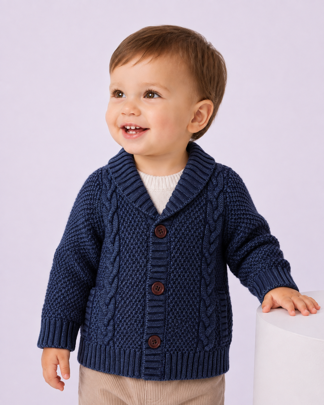 Cardigan Bimbo EMC con Collo a Scialle e Trecce