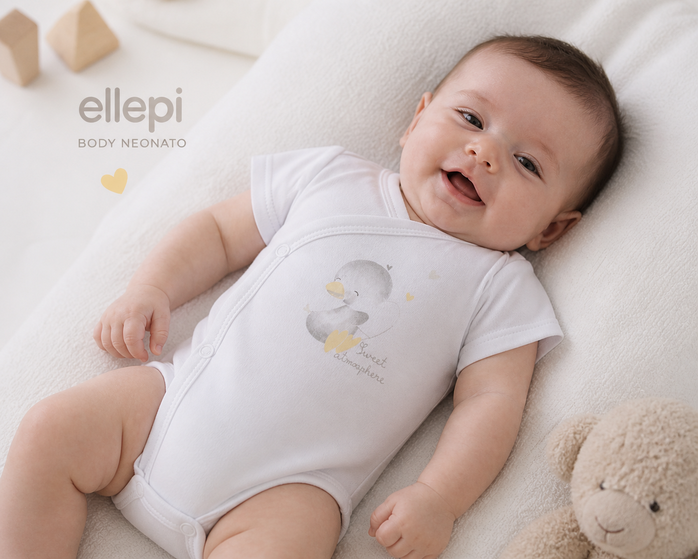 Set 2 Body Neonato Bambina in Puro Cotone con Coniglietto e Paperella