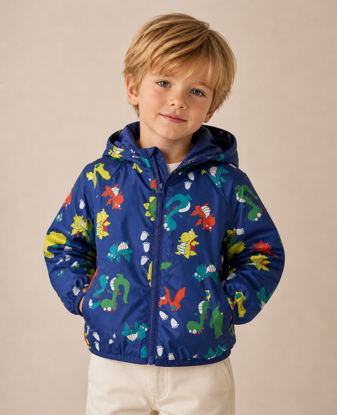 Giubbino Nylon Bambino con Cappuccio e Zip