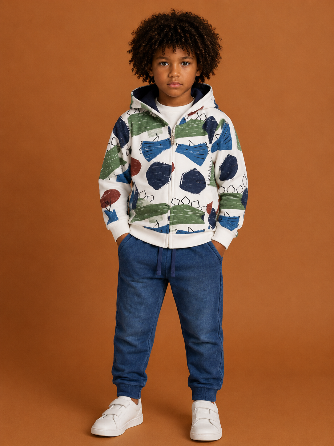 Completo Bimbo EMC con Felpa Dinosauri e Pantalone Denim