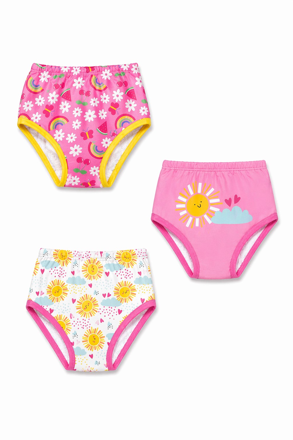 Confezione set 3 mutandine apprendimento bambina Ellepi — cotone morbido, fantasie assortite rosa