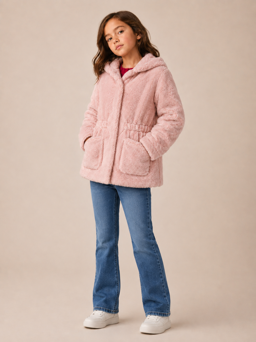 Cappottino Bimba EMC in Ecopelliccia con Cappuccio e Tasche