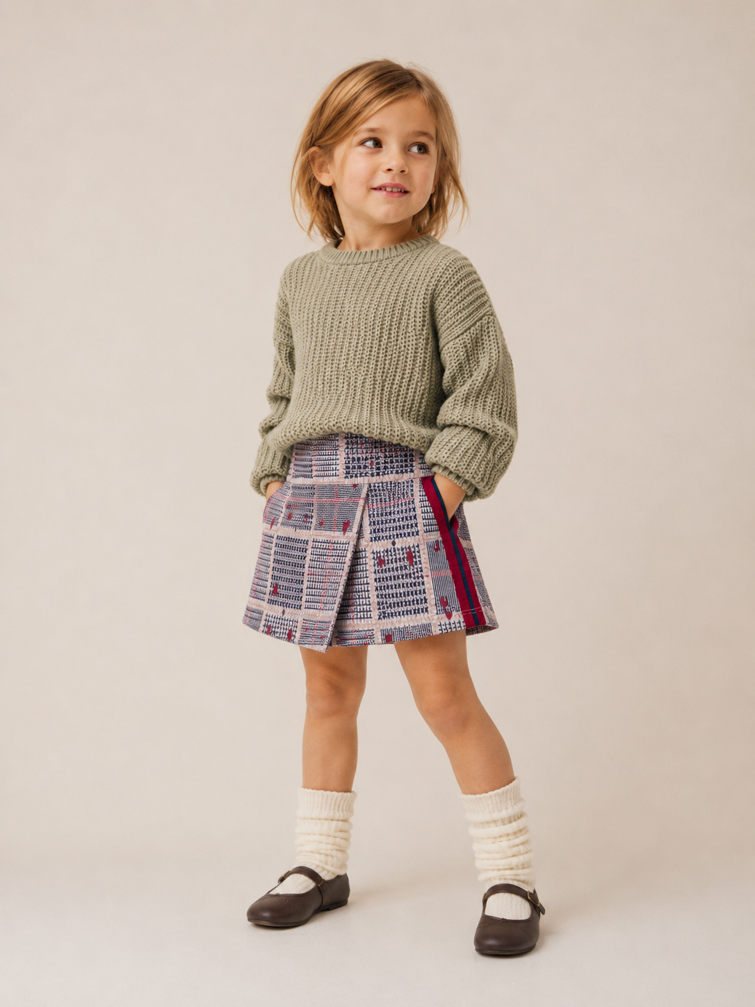 Gonna Pantalone Bimba EMC Fantasia Check con Cuoricini
