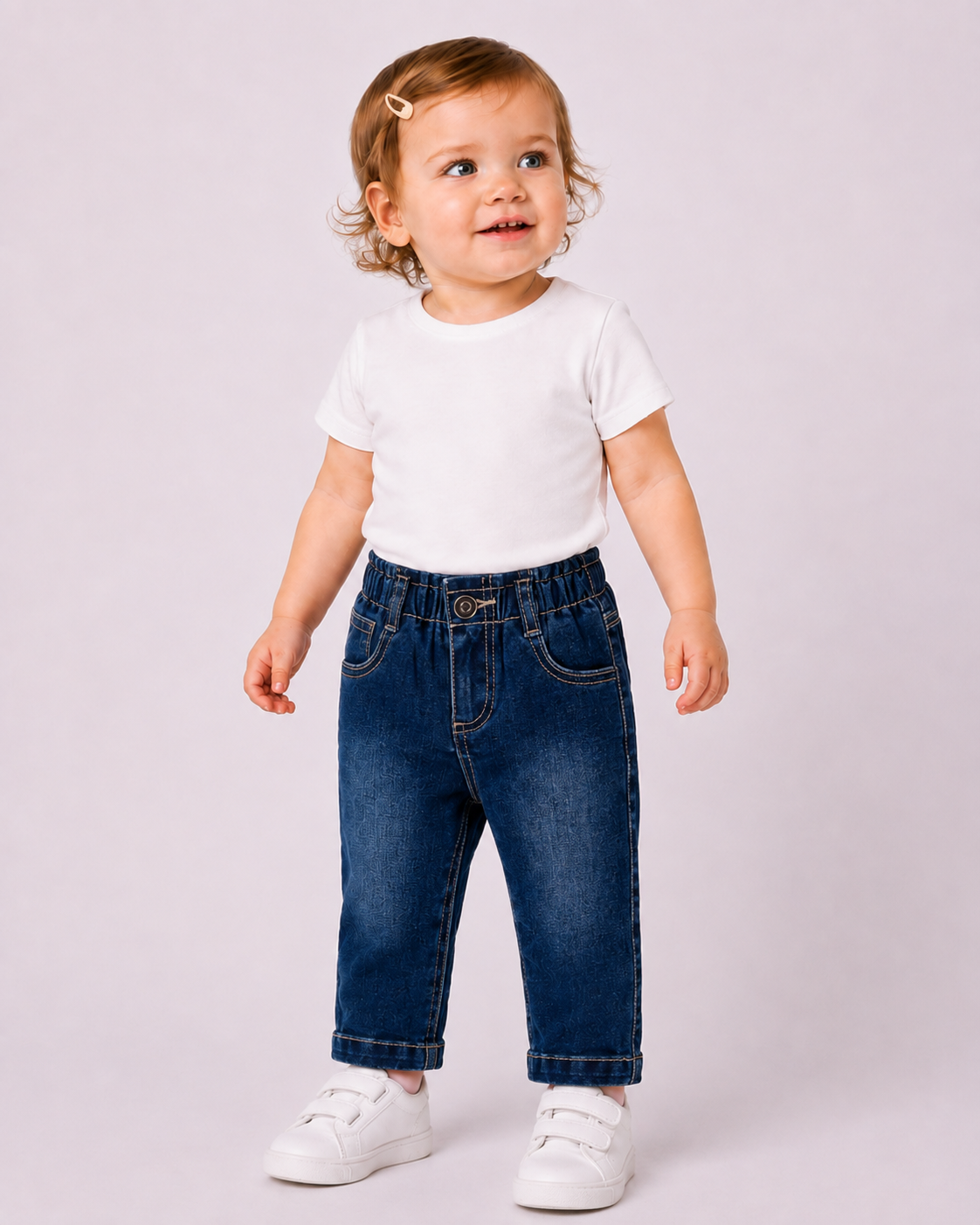 Pantalone Bimba EMC in Denim Blu con Vita Arricciata