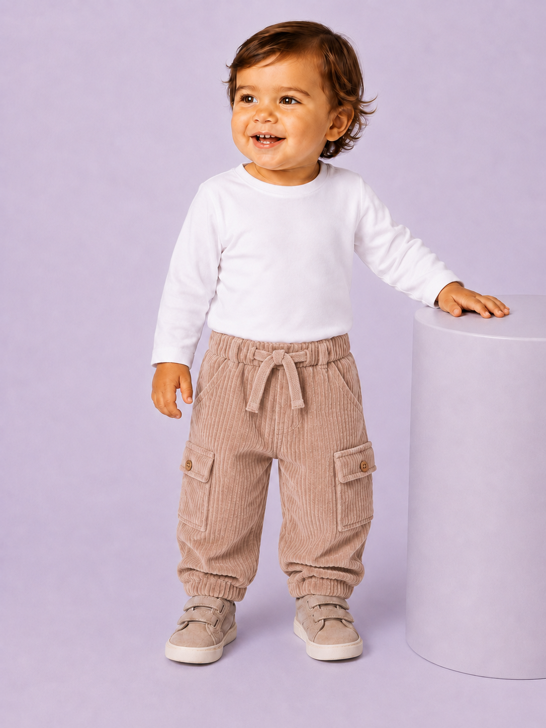 Pantalone Cargo Bimbo EMC in Velluto a Coste con Coulisse