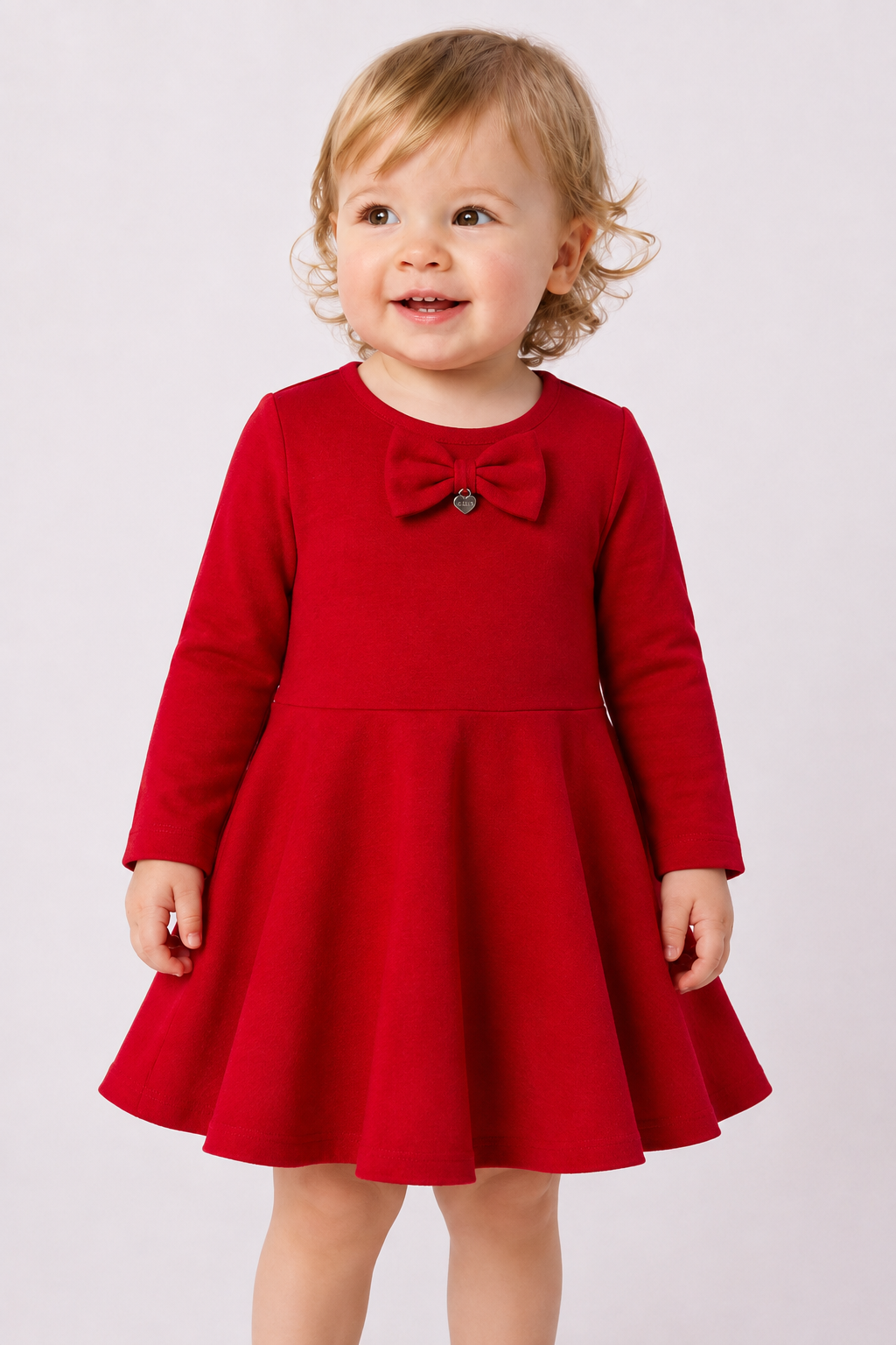 Vestitino Bimba EMC Rosso con Fiocco e Gonna Svasata